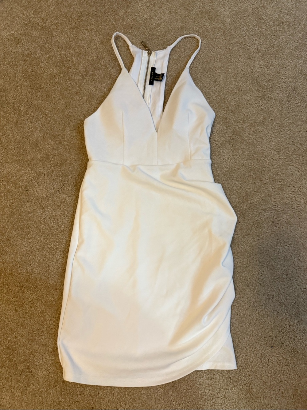 revamped  White Sexy Bodycon Dress Low Cut Lace Back